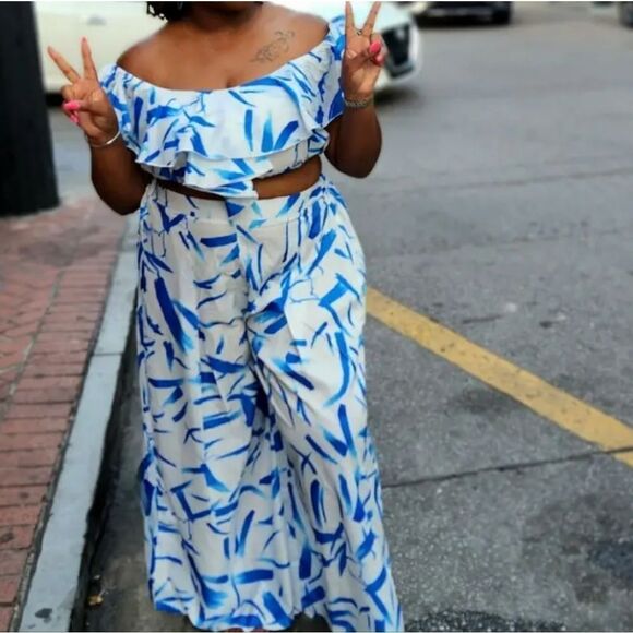 Elegant Boho plus size wide leg Two-piece pant Set sz 4X - Picture 5 of 6